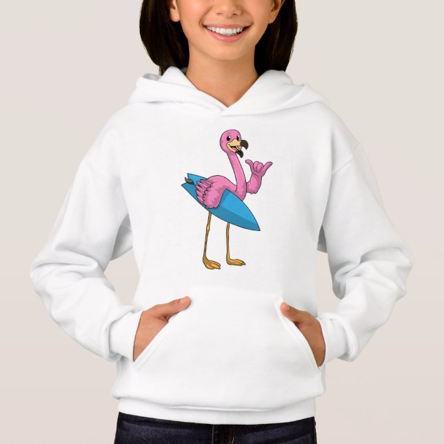 Flamingo as Surfer with Surfboard (Front)
