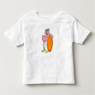 Flamingo as Surfer with Surfboard.PNG Toddler T-Shirt