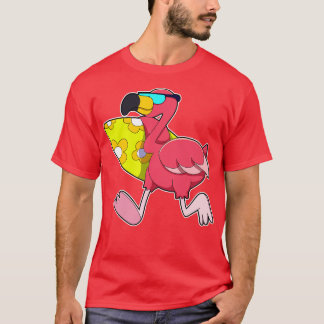 Flamingo as Surfer with Surfboard Sunglasses T-Shirt