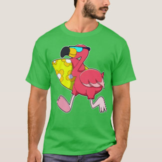Flamingo as Surfer with Surfboard Sunglasses T-Shirt