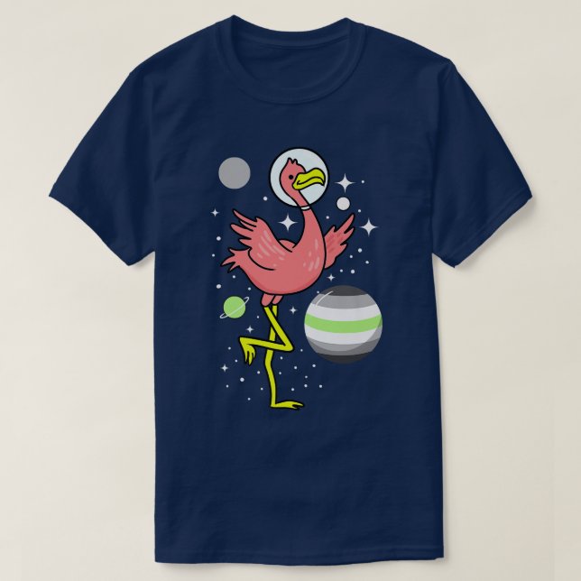 Flamingo Astronaut Agender Pride  T-Shirt (Design Front)