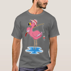 Flamingo at Fishing with Fishing rod T-Shirt