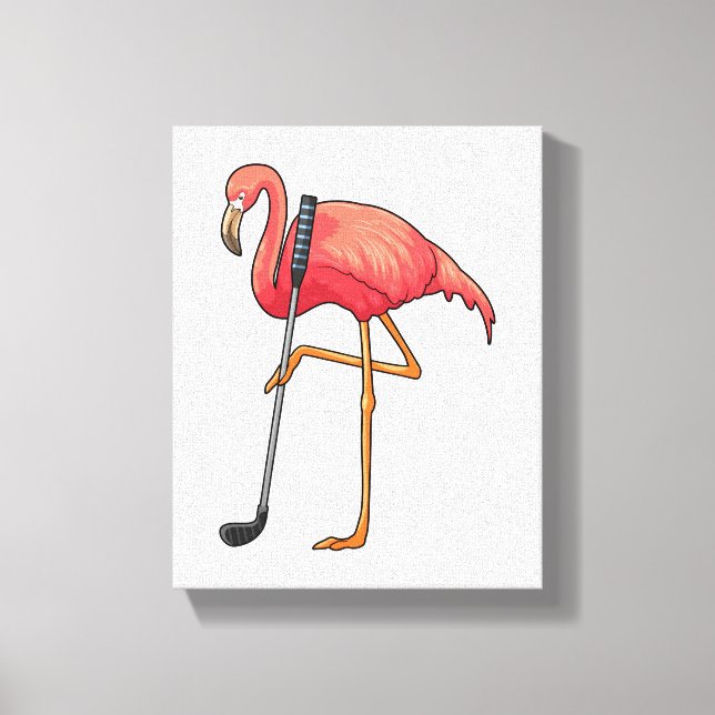 Flamingo at Golf with Golf club Canvas Print (Front)