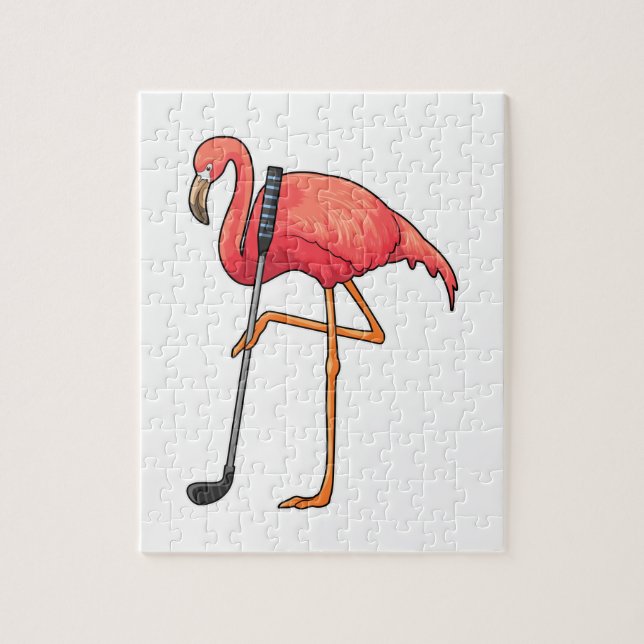 Flamingo at Golf with Golf club Jigsaw Puzzle (Vertical)