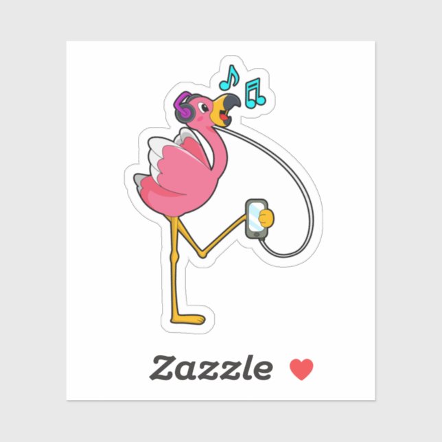 Flamingo at Music with Headphone (Sheet)
