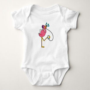 Flamingo at Music with Headphone Baby Bodysuit