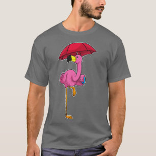 Flamingo at Raining with Umbrella 1 T-Shirt
