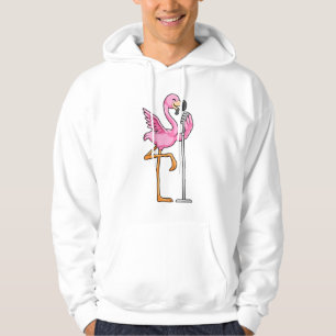 Flamingo at Singing with Microphone Hoodie