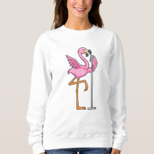Flamingo at Singing with Microphone Sweatshirt