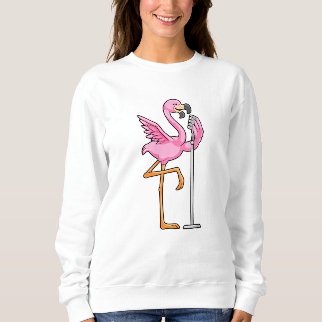 Flamingo at Singing with Microphone Sweatshirt (Front)