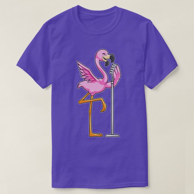 Flamingo at Singing with Microphone T-Shirt (Design Front)