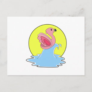 Flamingo at Surfing on Water Postcard