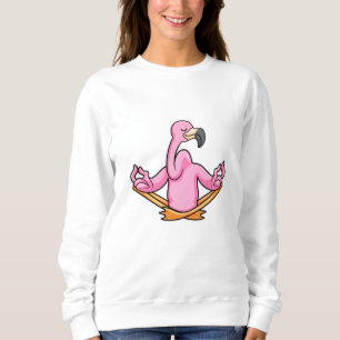 Flamingo at Yoga in Cross-legged Sweatshirt