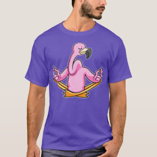 Flamingo at Yoga in Crosslegged T-Shirt