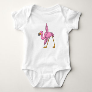 Flamingo at Yoga Stretching exercise Baby Bodysuit