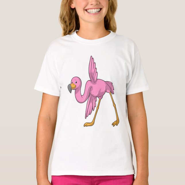 Flamingo at Yoga Stretching exercise T-Shirt (Front)
