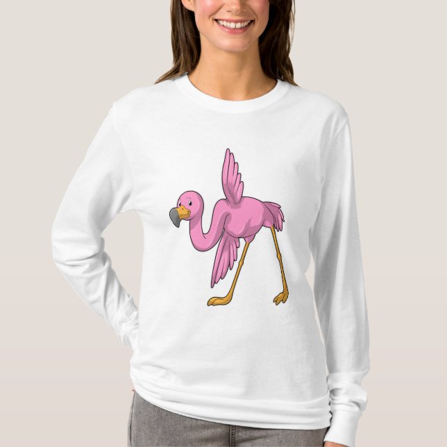 Flamingo at Yoga Stretching exercise T-Shirt (Front)