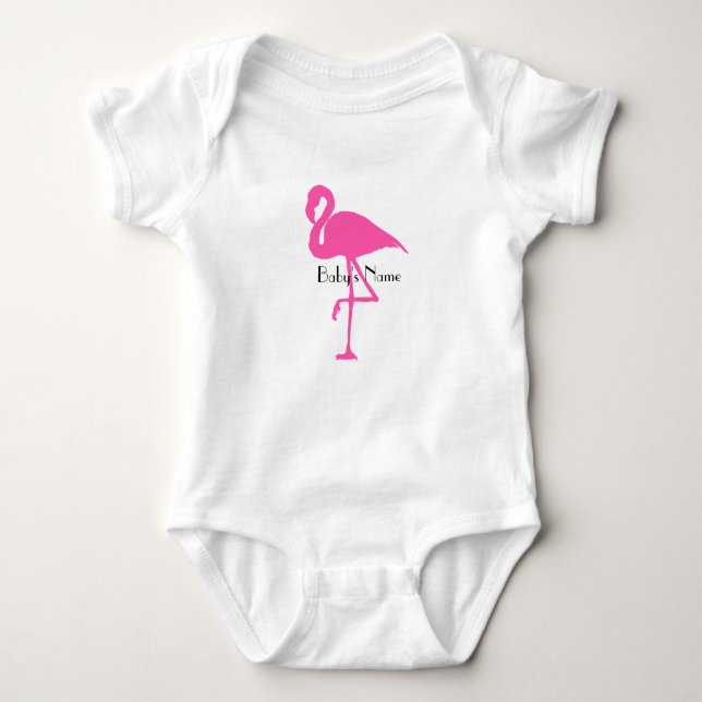 Flamingo baby - Customise name or add a number Baby Bodysuit (Front)