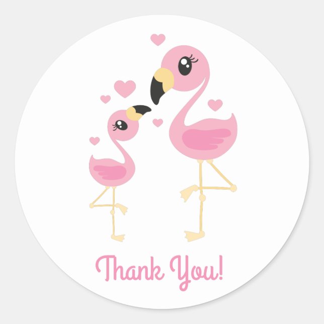 Flamingo Baby Shower Cute Tropical Classic Round Sticker (Front)