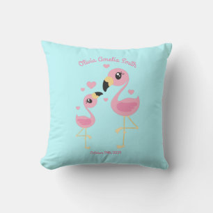 Flamingo Baby Shower Cute Tropical Cushion