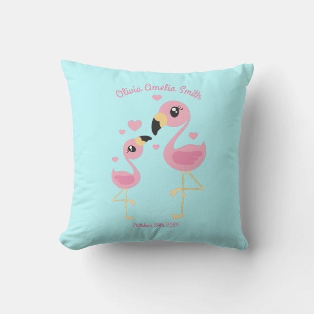 Flamingo Baby Shower Cute Tropical Cushion (Front)