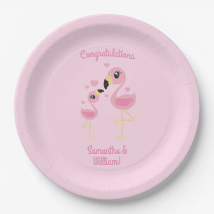 Flamingo Baby Shower Cute Tropical Paper Plate