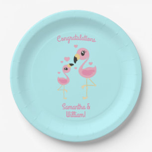 Flamingo Baby Shower Cute Tropical Paper Plate