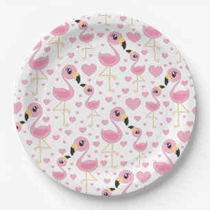 Flamingo Baby Shower Cute Tropical Paper Plate