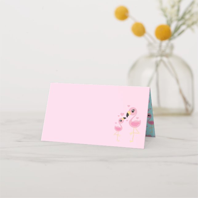 Flamingo Baby Shower Cute Tropical Place Card (Front)