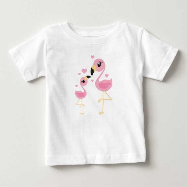 Flamingo Baby Shower Cute Tropical T-Shirt (Front)
