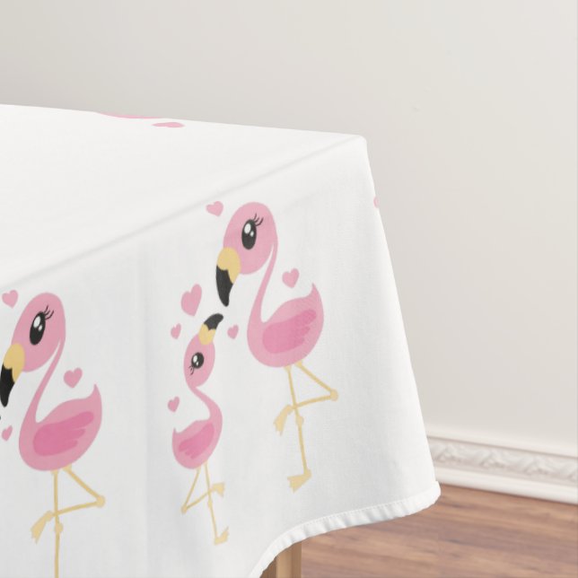 Flamingo Baby Shower Cute Tropical Tablecloth (In Situ)