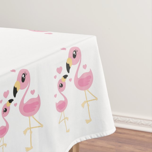 Flamingo Baby Shower Cute Tropical Tablecloth (In Situ)