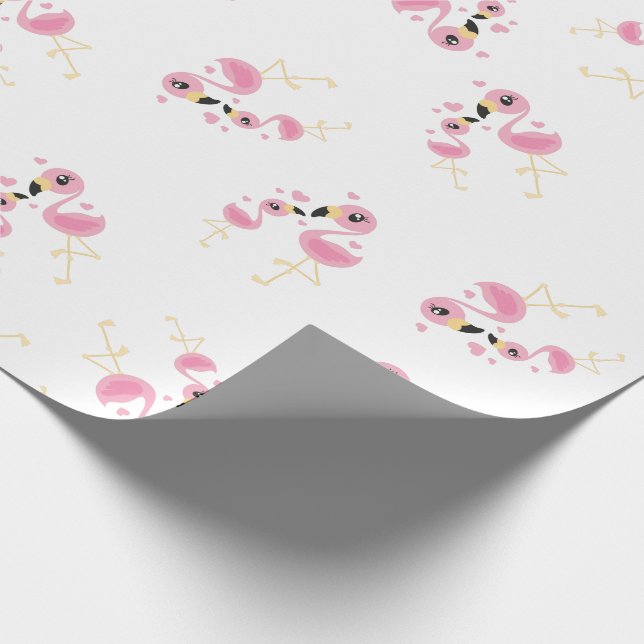 Flamingo Baby Shower Cute Tropical Wrapping Paper (Corner)