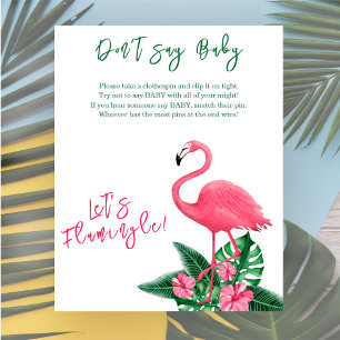 Flamingo baby shower Don't say baby game Poster