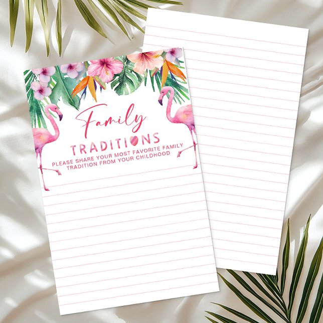 Flamingo Baby Shower Family Traditions Sheet (Fun Baby Shower Activity & Keepsake)