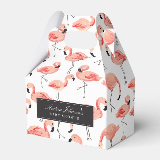 Flamingo Baby Shower Favour Boxes (Front Side)