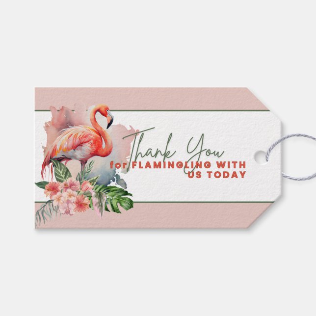 Flamingo Baby Shower Favour Tags (Front (Horizontal))