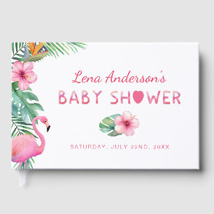 Flamingo Baby Shower Guest Book for Girl