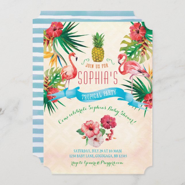 Flamingo Baby Shower Invitation (Front/Back)