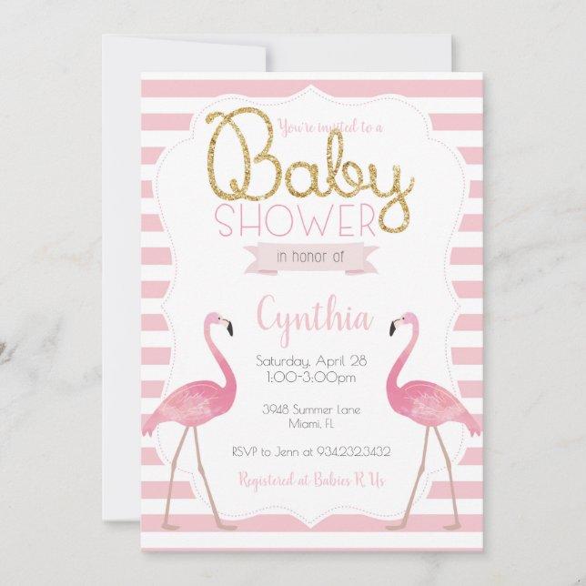 Flamingo Baby Shower Invitation (Front)