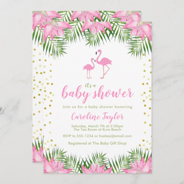 Flamingo Baby Shower Invitation (Front/Back)