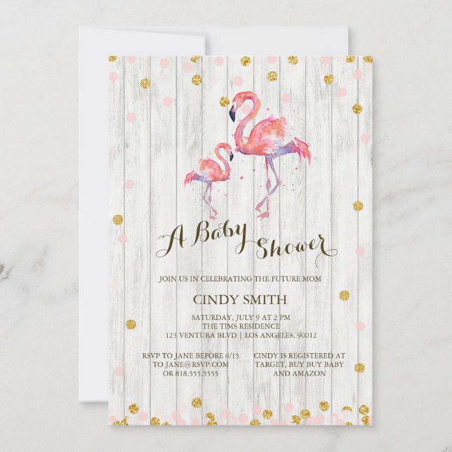 Flamingo Baby Shower Invitation (Front)