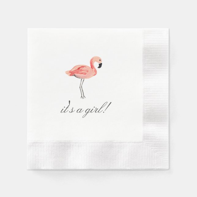 Flamingo Baby Shower Napkin (Front)