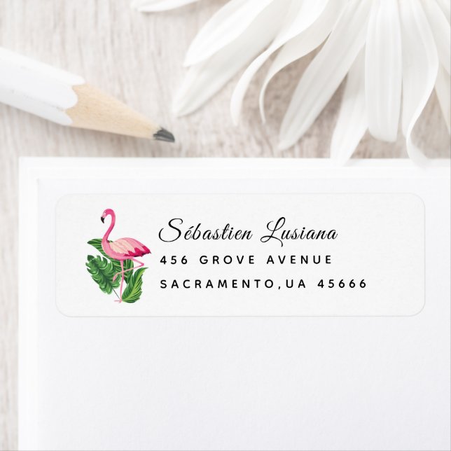 Flamingo  Baby Shower Return Address (Insitu)