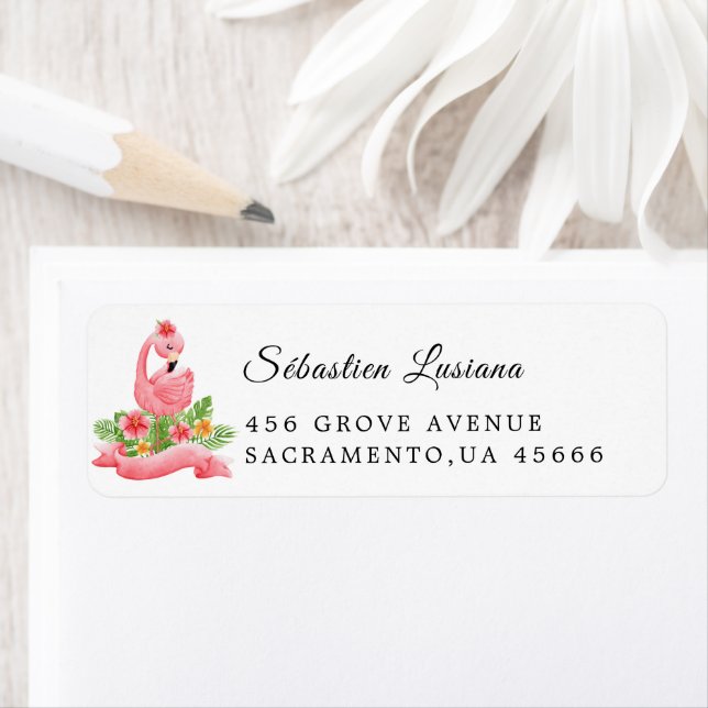 Flamingo  Baby Shower Return Address (Insitu)