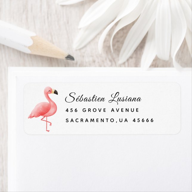 Flamingo  Baby Shower Return Address (Insitu)