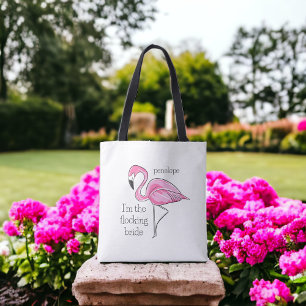 Flamingo Bachelorette I'm the Flocking Bride Name Tote Bag
