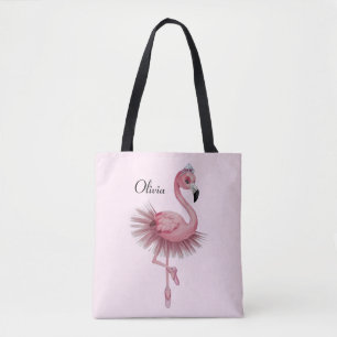 Flamingo Ballet Dancer Personalised Tote Bag