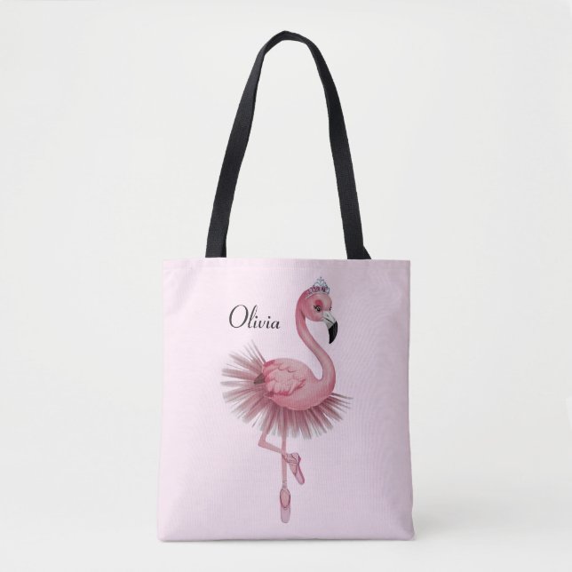 Flamingo Ballet Dancer Personalised Tote Bag (Front)
