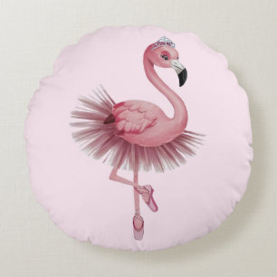 Flamingo Ballet Dancer Round Cushion